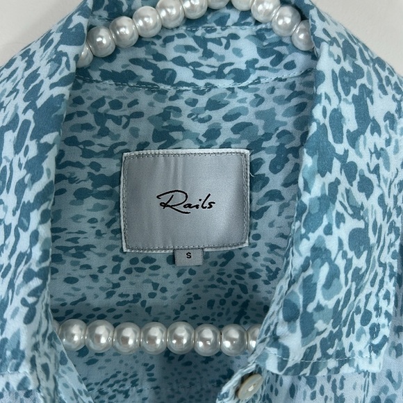 Rails Blue Python Josephine Long Sleeve Button Front Top Small - Picture 6 of 13